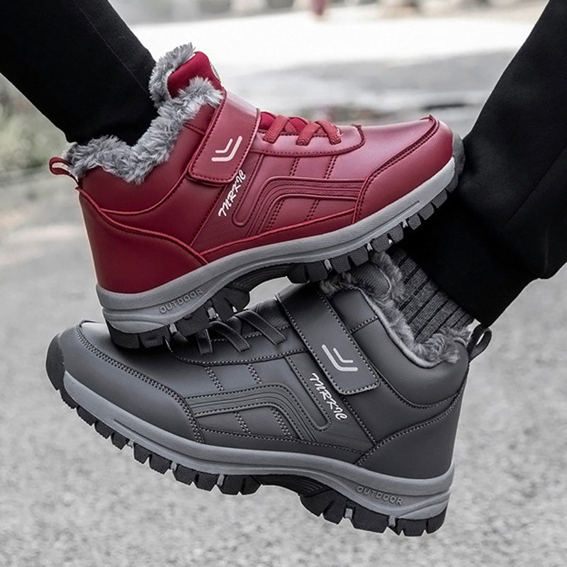 Men Warm Plush Velcro Hiking Shoes