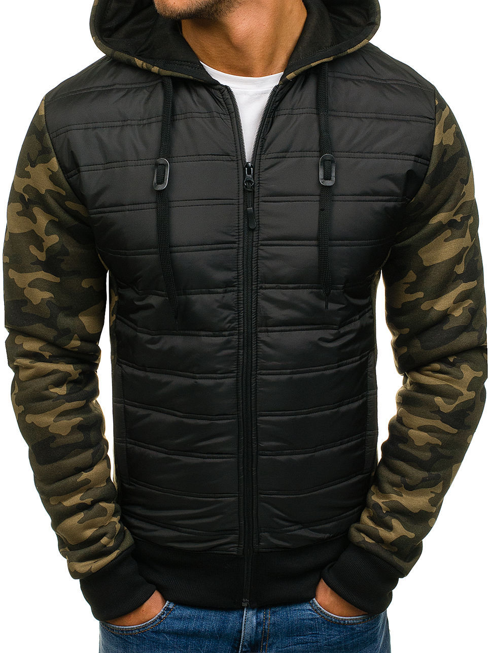 Men's warm hooded camouflage cotton jacket