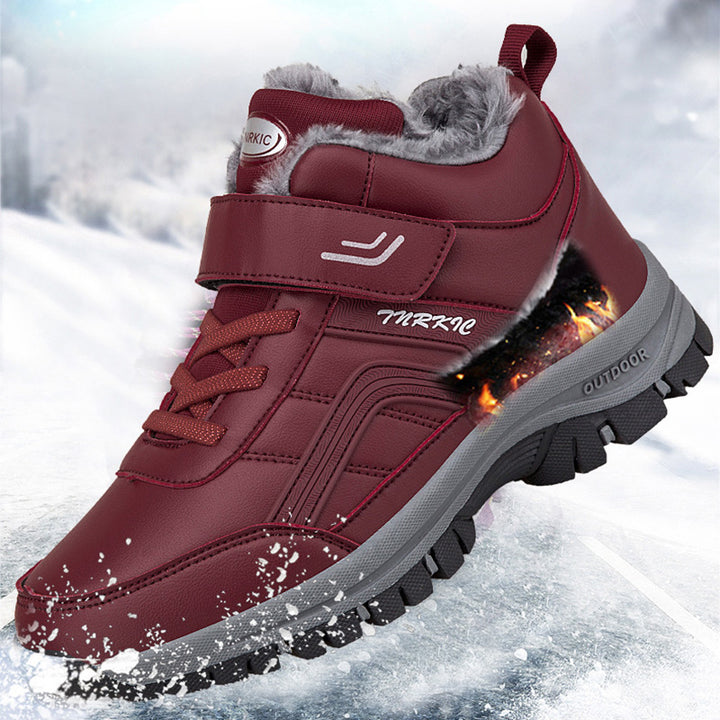 Men Warm Plush Velcro Hiking Shoes
