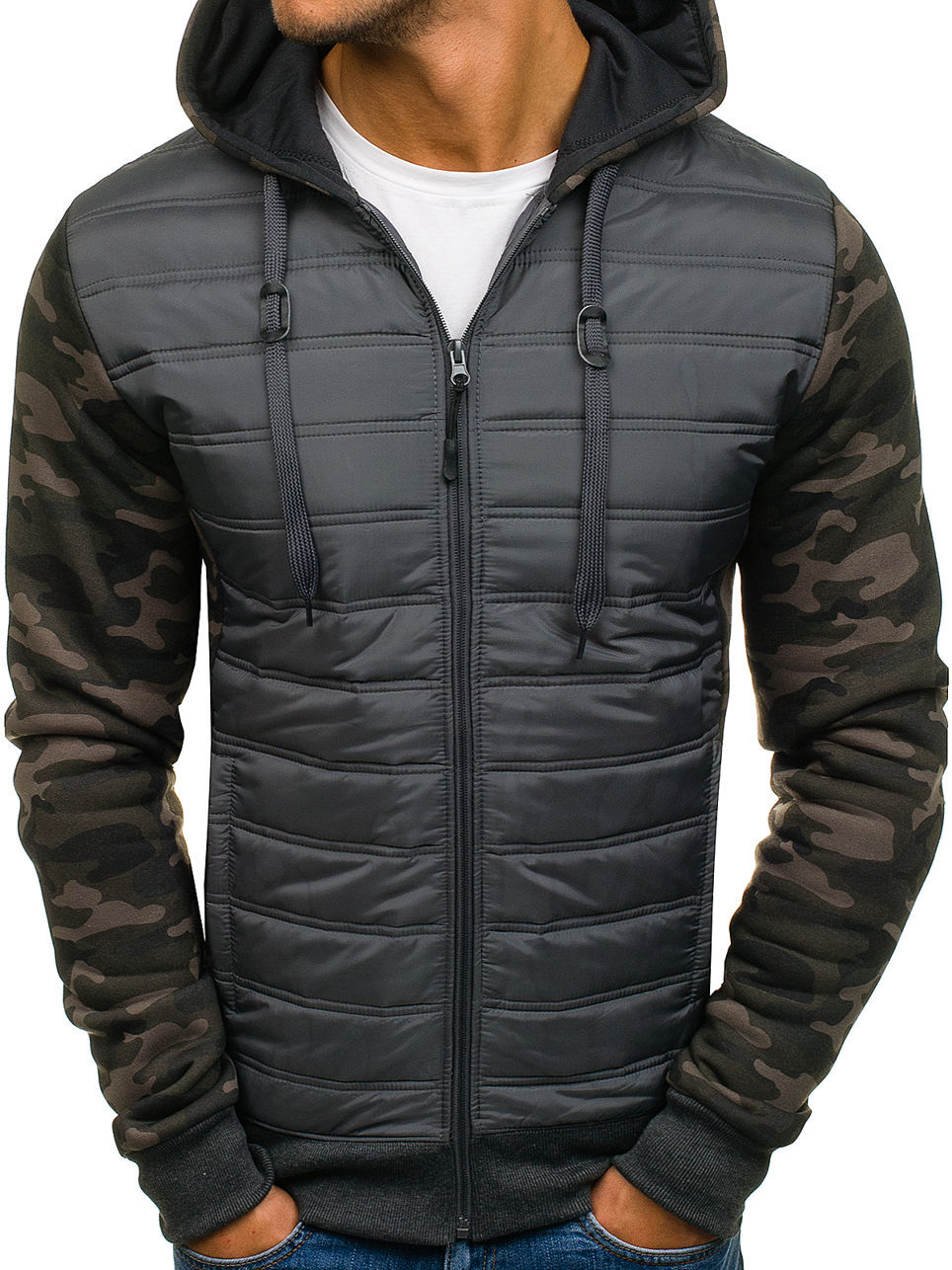 Men's warm hooded camouflage cotton jacket