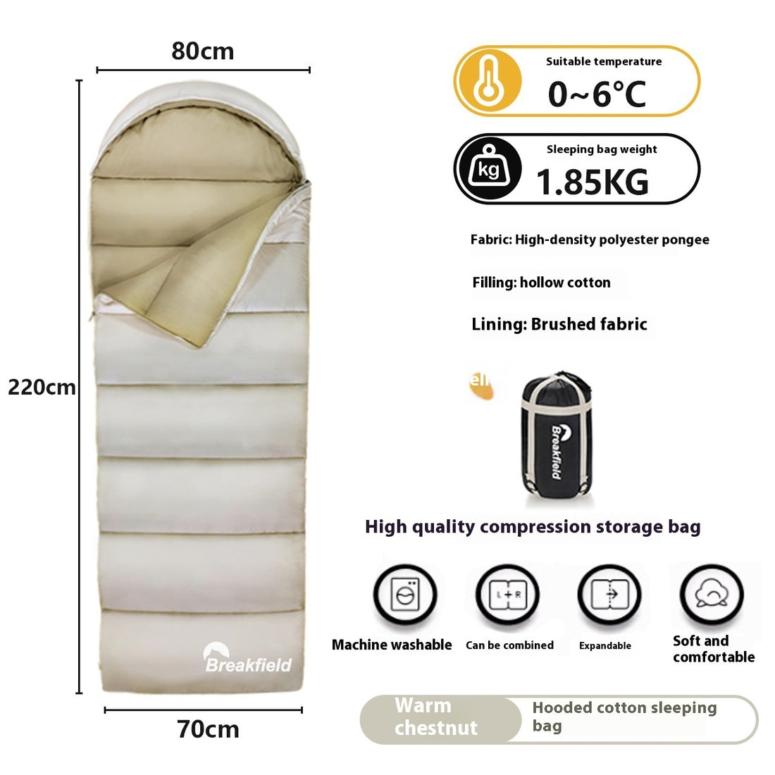 Outdoor Camping Waterproof Cotton Sleeping Bag