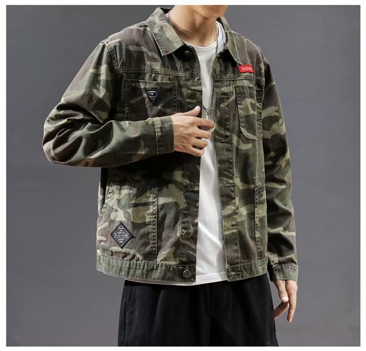 Men's Camouflage Polo Collar Jacket